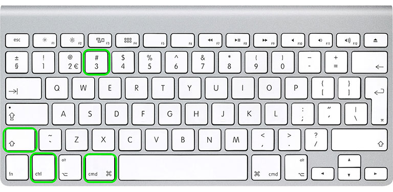 Keyboard with Command + Shift + 3 highlighted