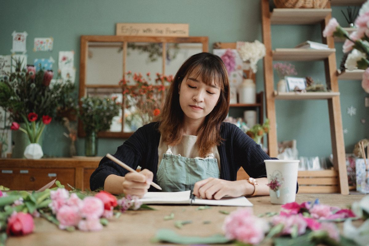 woman in a flower shop