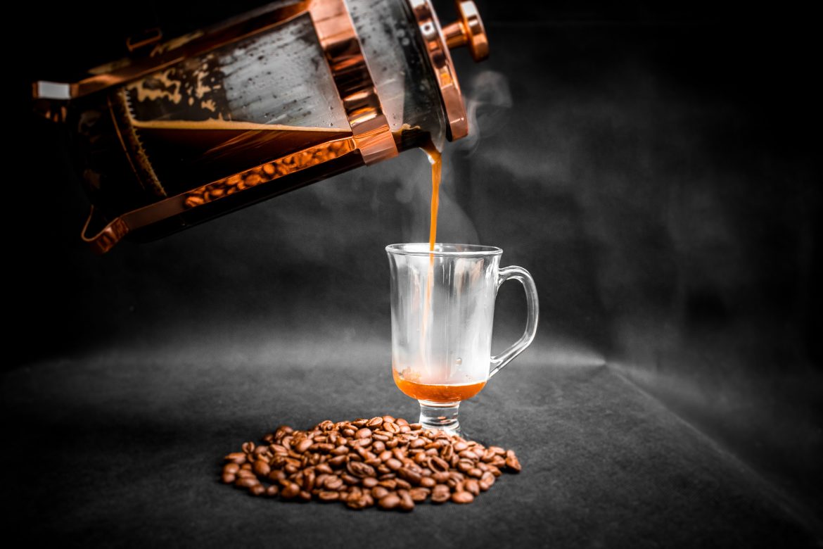 Coffee poured from french press
