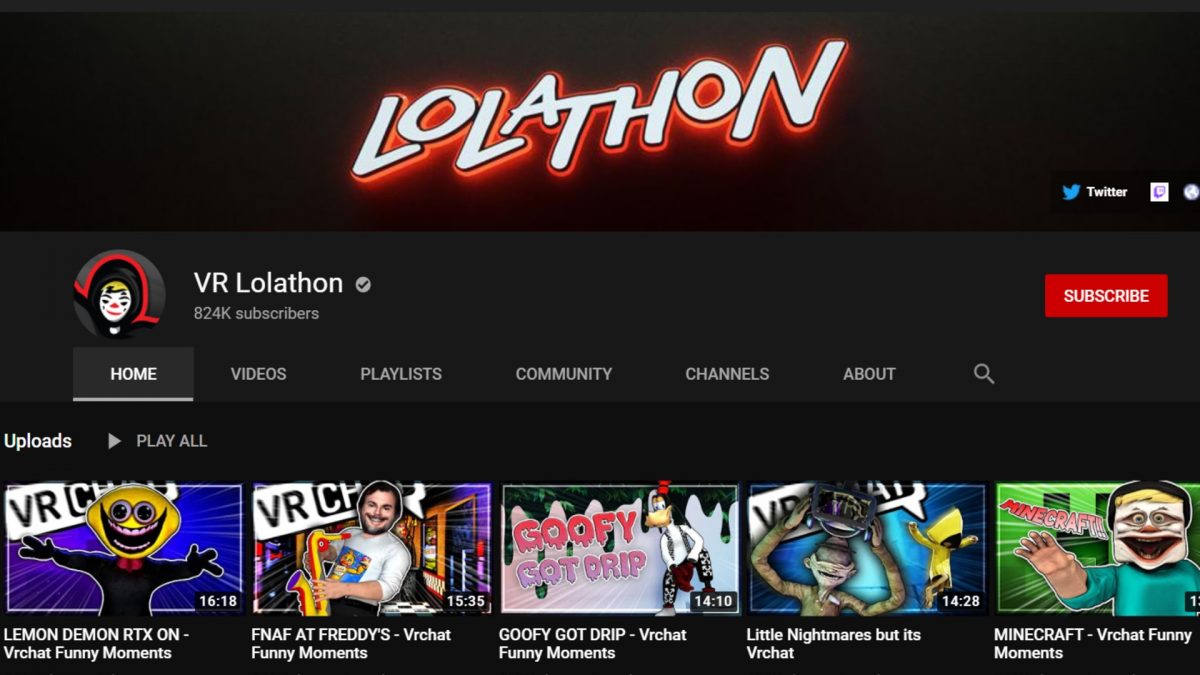 VR Chat player Lolathon on YouTube