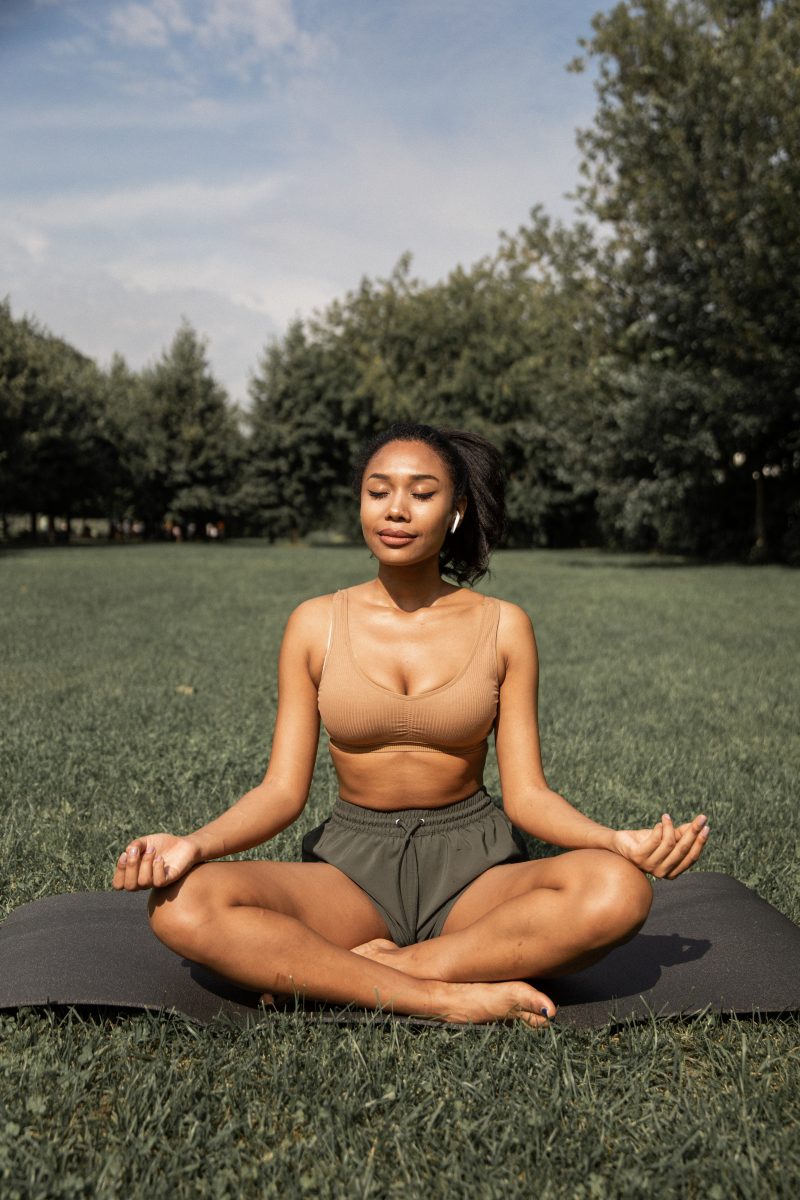 meditating outdoors