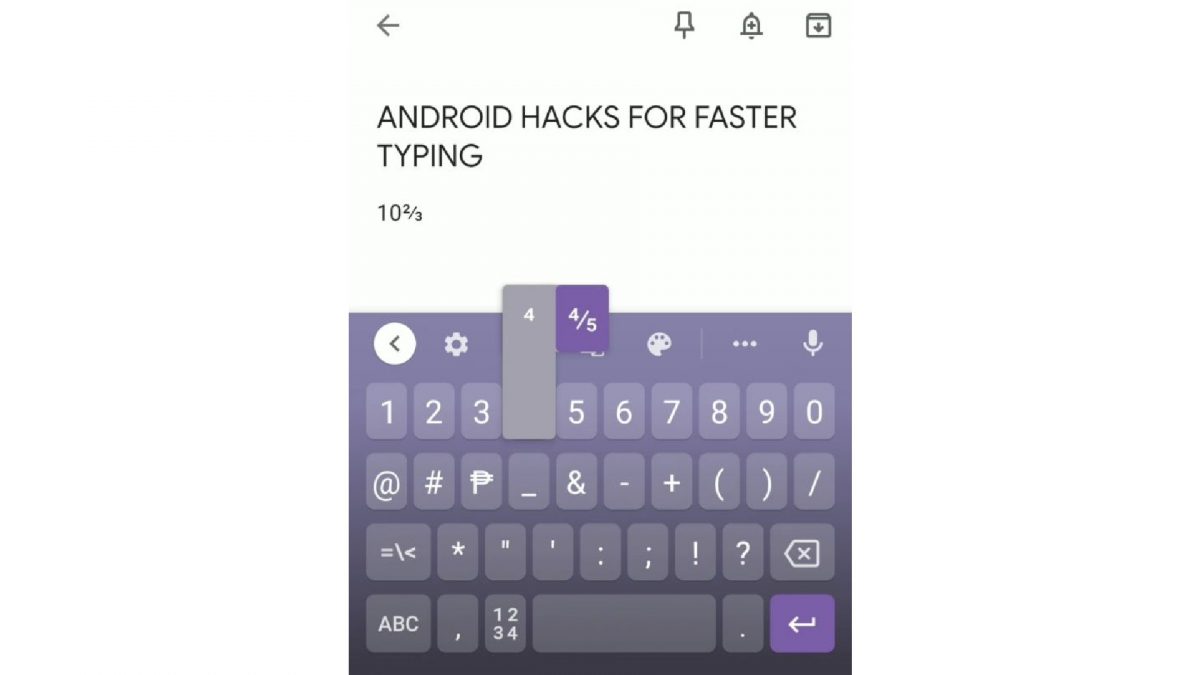 android hacks for typing fractions