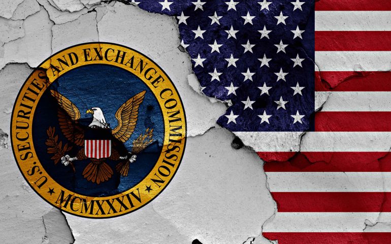flags of Securities and Exchange Commission and USA