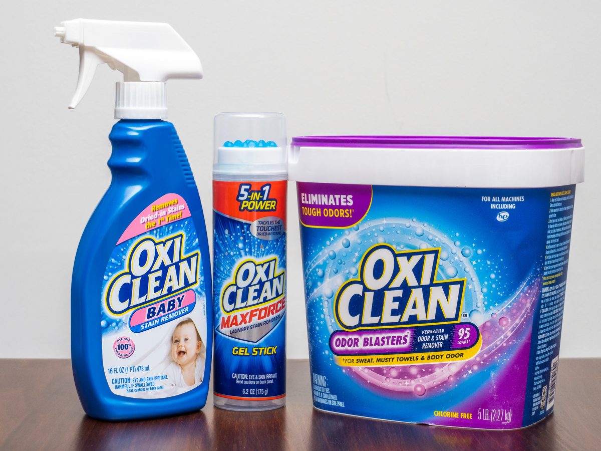 A set of OxiClean stain removers.