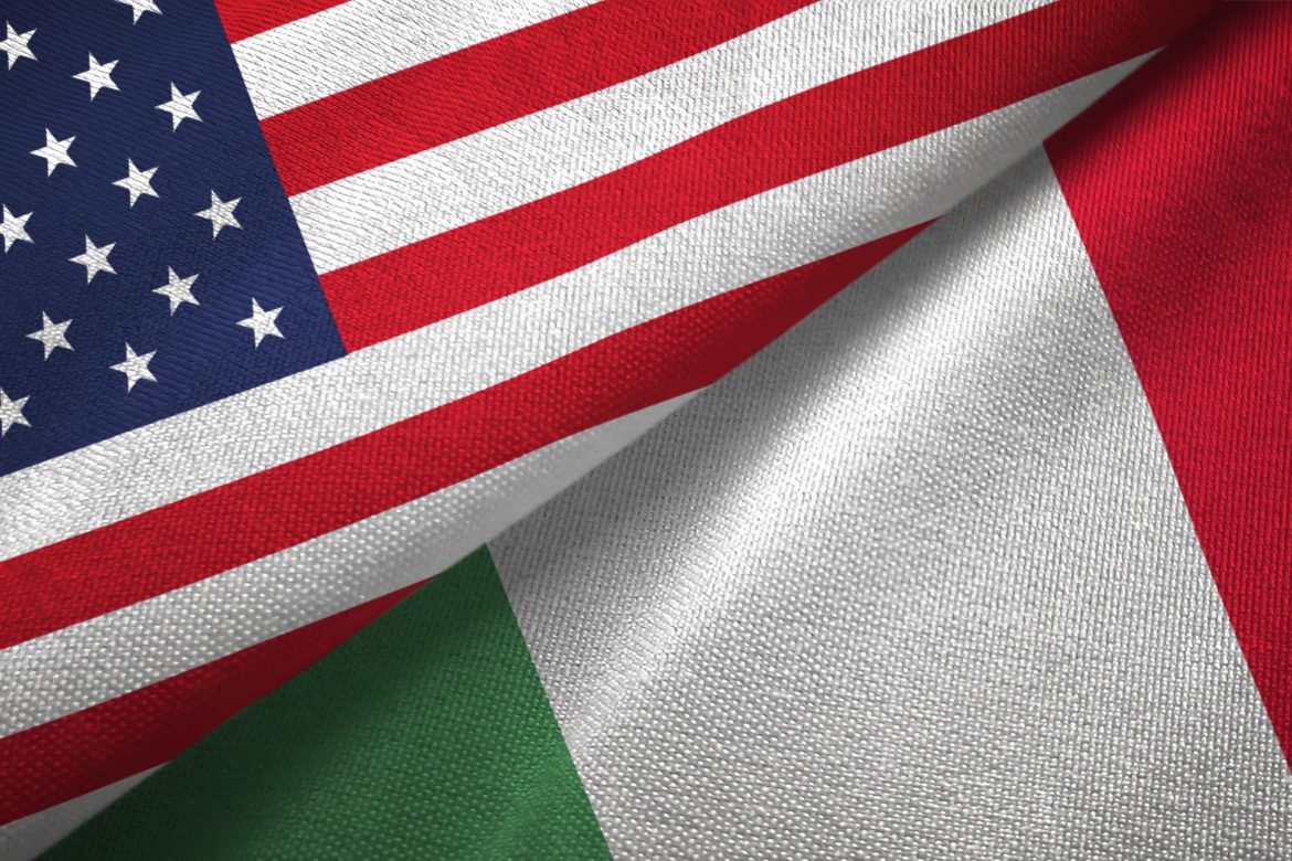United States and Italy flags together