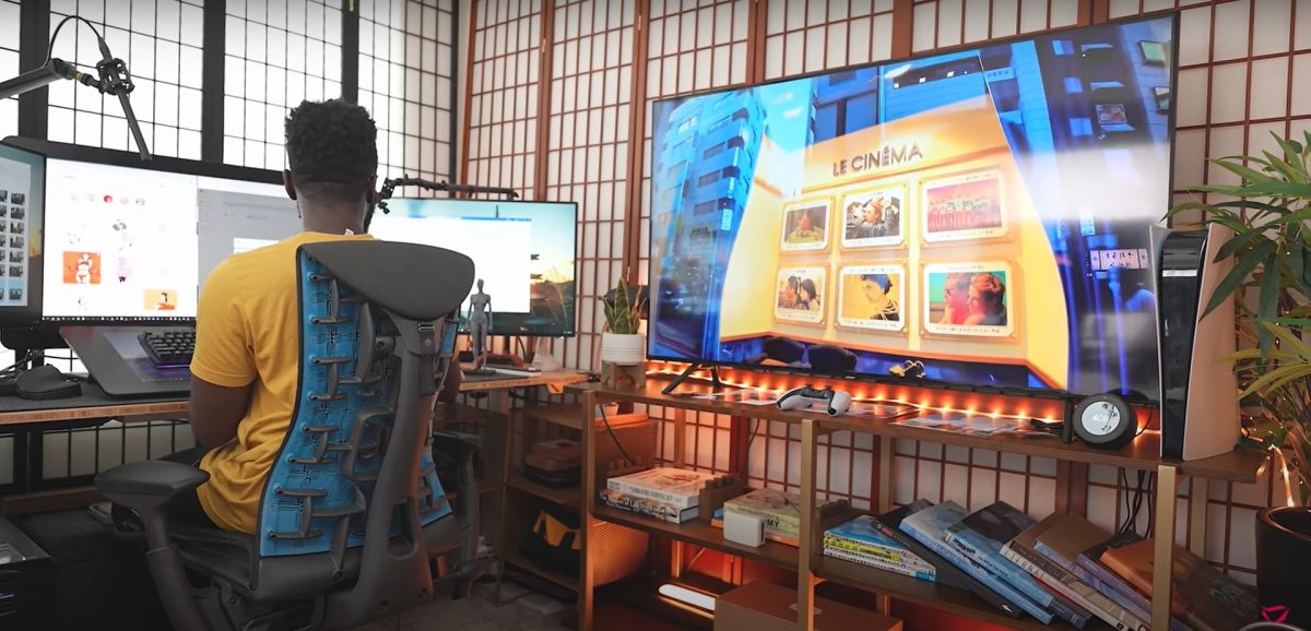 Zen gaming room with Shoji screens.