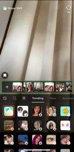 screenshot of TikTok app’s video recorder with the Shape Shift filter applied