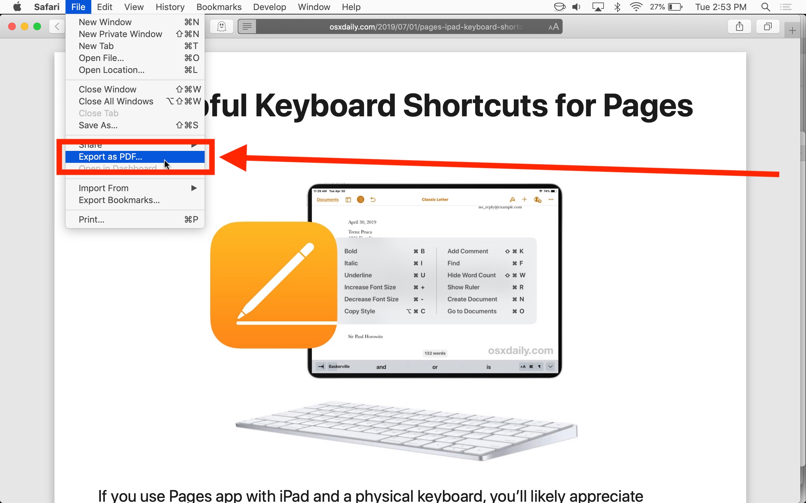 How To Save A Web Page As A PDF In Safari On The Mac