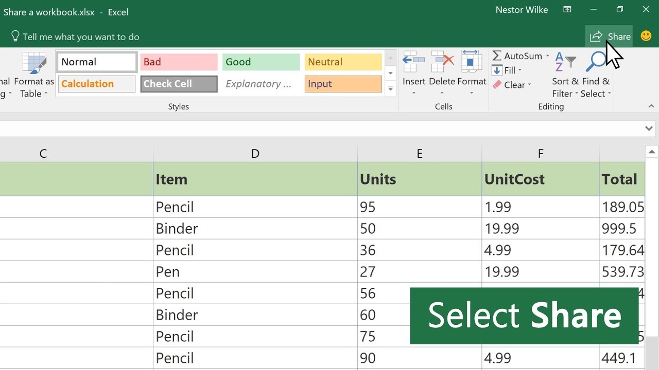 How To Share An Excel File