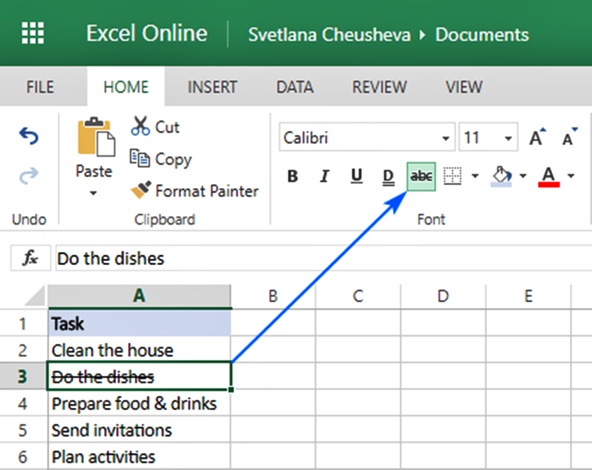How To Strikethrough In Excel