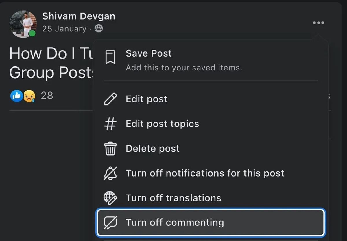 How To Turn Off Comments On A Facebook Post