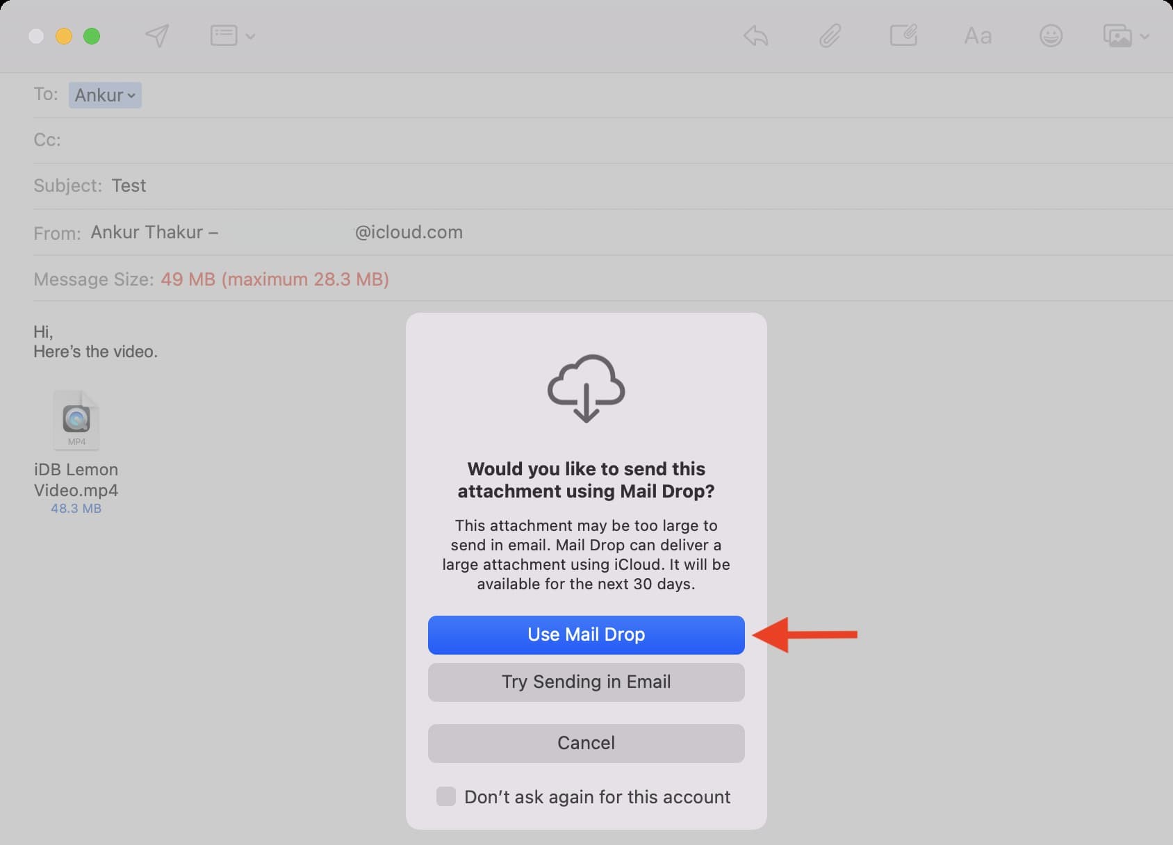 iCloud Mail Message Size Limitations