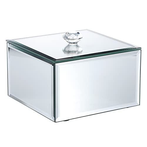 Silver Glass Mirrored Jewelry Box