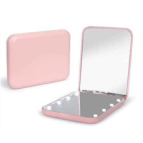 Kintion Pocket Mirror with LED Light, 1X/3X Magnification Compact Makeup Mirror