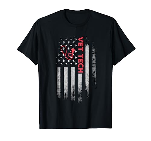 Vet Tech Funny USA Flag T-Shirt