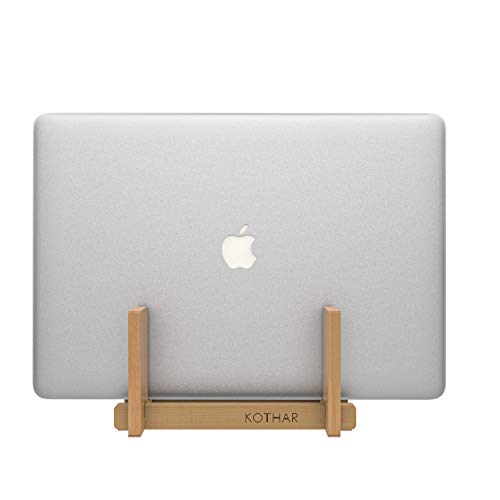 Bamboo Vertical Laptop Stand Dock for Apple MacBook, Microsoft Surface, iPad, Tablets and More