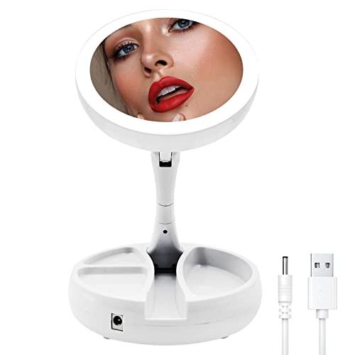 Travel Makeup Mirror with LED Lights