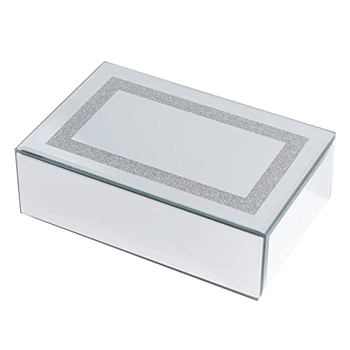 Glass Jewelry Box with Crushed Diamond Decor