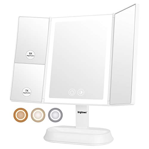 Portable Trifold Makeup Mirror with Lights