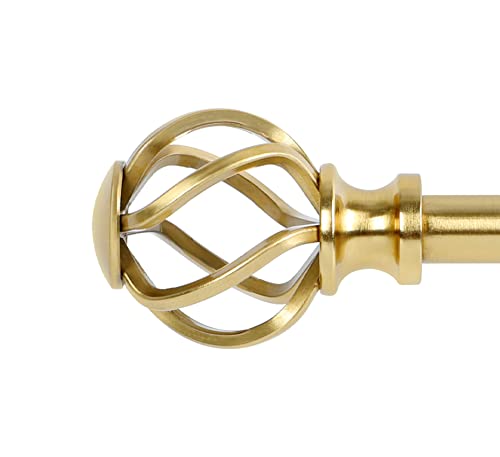 Gold Drapery Rods with Twisted Cage Finials
