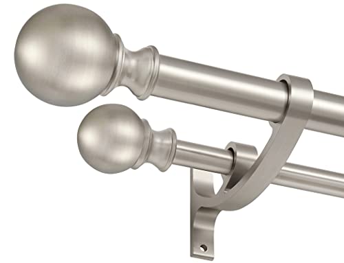 Adjustable Double Drapery Rod with Round Finials