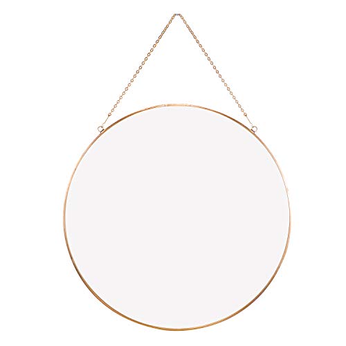 Small Gold Round Mirror with Hanging Chain