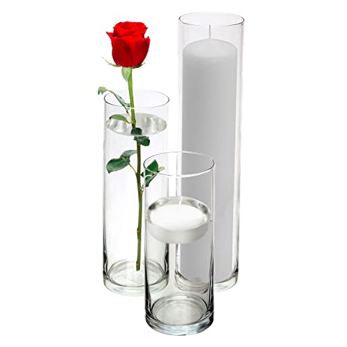 Royal Imports Glass Cylinder Vases Set of 3
