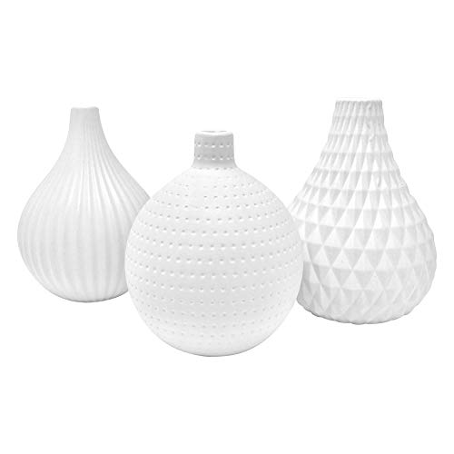 Small White Ceramic Vase Set