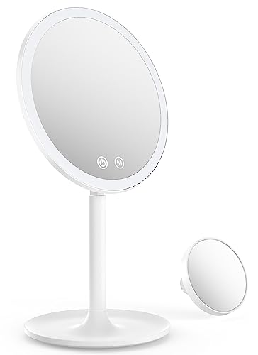 LED Vanity Mirror with Adjustable Brightness and 10X Magnifying Pocket Mirror