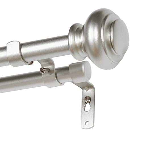 Adjustable Double Curtain Rod Set with Classic Cap