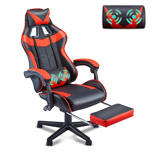 Soontrans Red Gaming Chair with Footrest