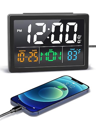 5.5" LED Digital Alarm Clock with Adjustable Brightness and USB Charger