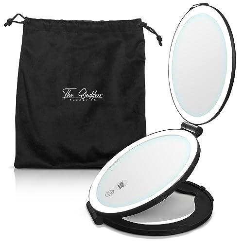 Led Travel Mirror with Lights and Magnification