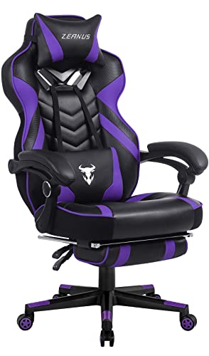 Purple Gaming Chair with Footrest