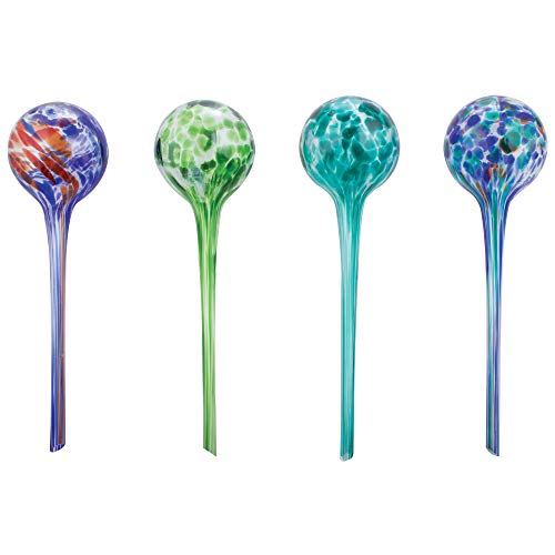Colorful Hand-Blown Glass Plant Watering Globe Set