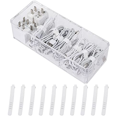 Clear Plastic Cable Organizer Box with 10 Wire Ties