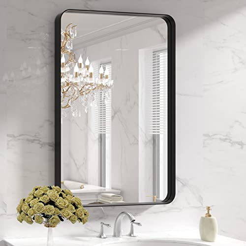 LOAAO Black Metal Framed Bathroom Mirror