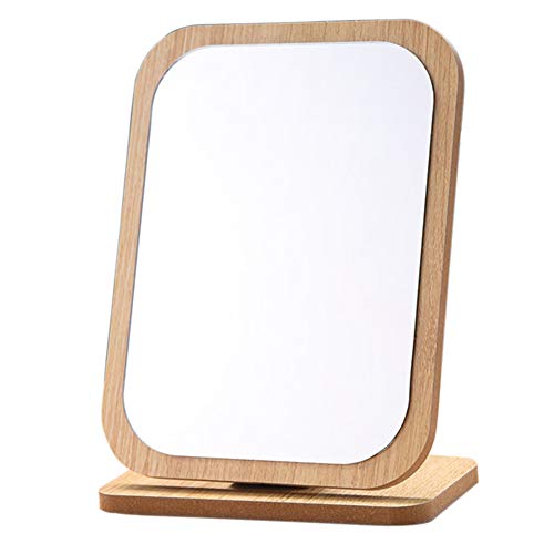 Wood Framed Desktop Mirror for Makeup Cosmetic