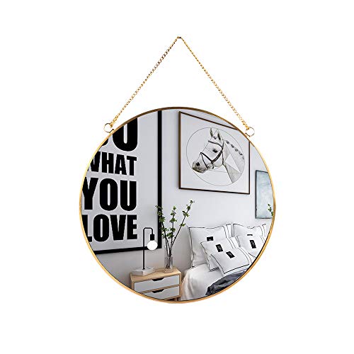 Gold Geometric Mirror with Chain - 9.8"