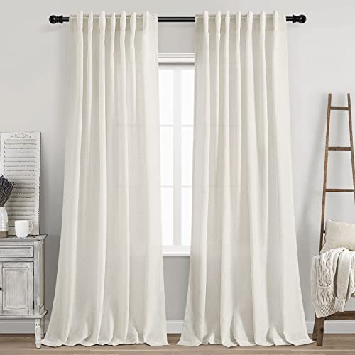 Cream Linen Back Tab Curtains