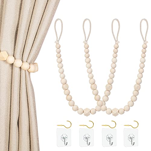 Wooden Bead Curtain Tiebacks