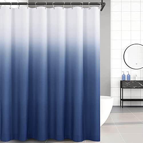Navy Blue Ombre Shower Curtain Set