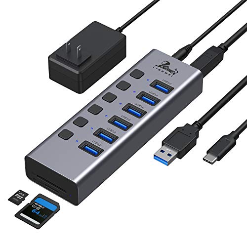 8-Port Powered USB 3.0/USB C Hub with SD/TF Card Readers