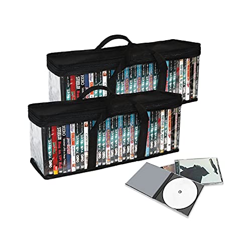 QTART DVD Storage Case - Organizer for 80 CDs/Vhs/Blu-Ray/Movies/Video Games
