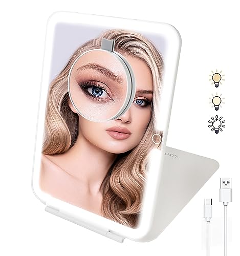 Portable Lighted Makeup Mirror with 10X Magnification