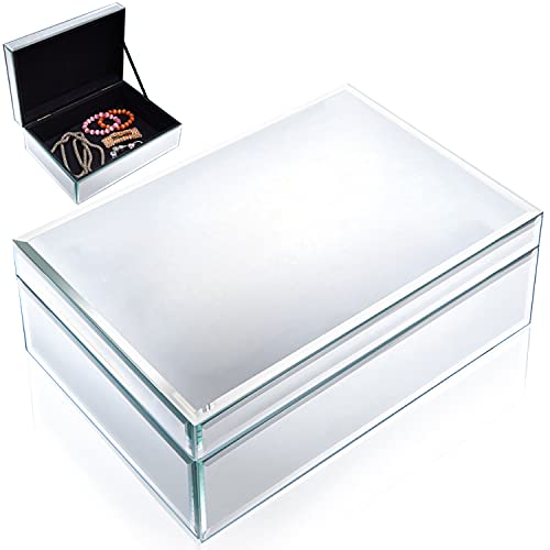 Meetart Silver Glass Mirrored Jewelry Box