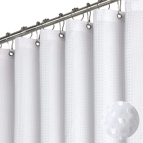 Luxurious White Fabric Shower Curtain