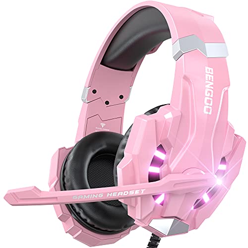 Pink Gaming Headset with Mic and LED lights