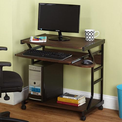 Mobile Laptop Table with Printer Shelf on Wheels