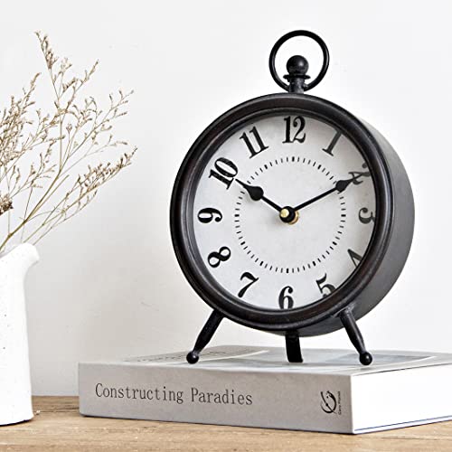 Rustic Table Clock, Farmhouse Decor, Non-Ticking Mantel Clock